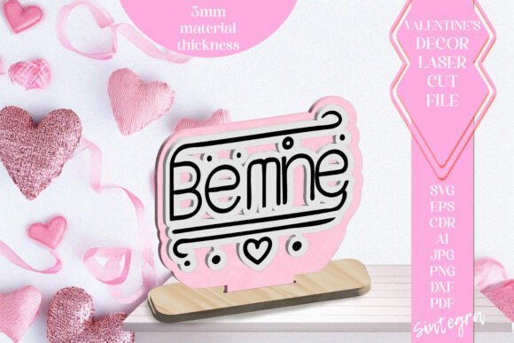 Adorno Para San Valentin Con Texto Be Mine Love Creativo Digital